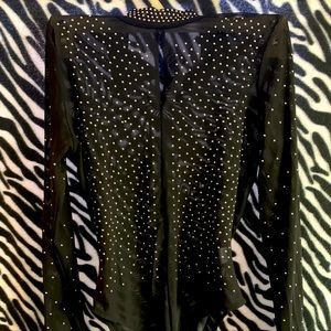 Women’s Sheer Mesh Mock Neck Leotard Body Suit